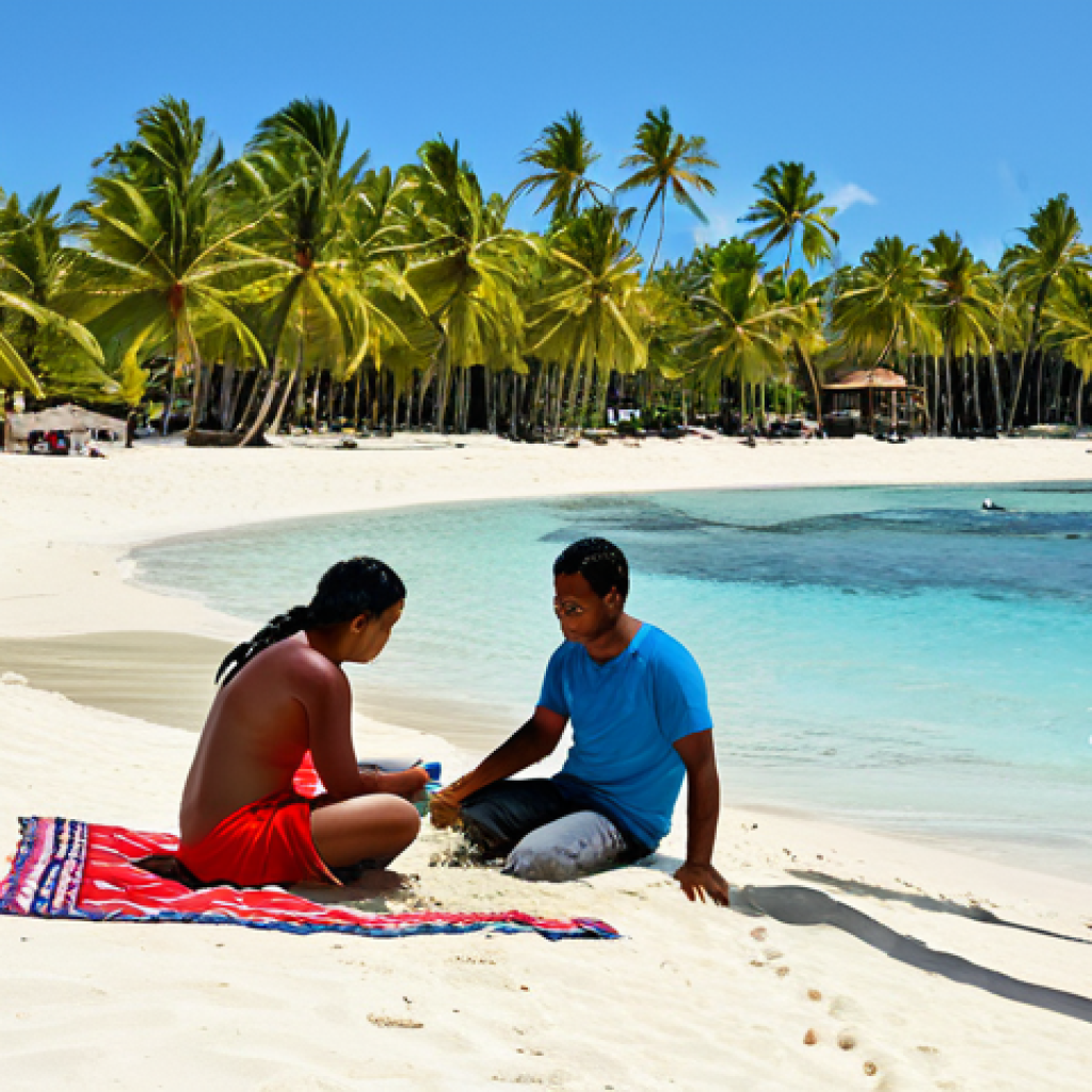 Trou aux Biches - Family Beach Day**

"A sunny day at Trou aux Biches beach in Mauritius. A family is building sandcastles on the white sand. Calm, shallow turquoise water. Palm trees and filao trees provide shade. In the background, local Mauritians are enjoying a picnic. Safe for work, appropriate content, fully clothed, modest attire, professional photography, perfect anatomy, natural proportions, family-friendly scene."

**