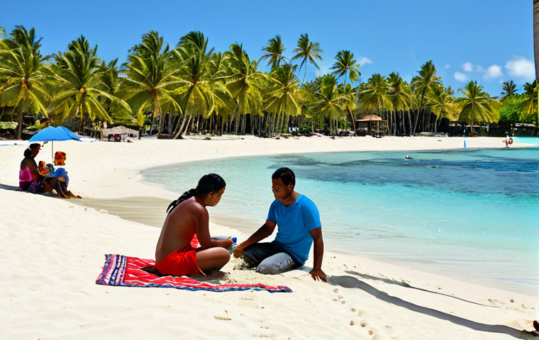 Trou aux Biches - Family Beach Day**

"A sunny day at Trou aux Biches beach in Mauritius. A family is building sandcastles on the white sand. Calm, shallow turquoise water. Palm trees and filao trees provide shade. In the background, local Mauritians are enjoying a picnic. Safe for work, appropriate content, fully clothed, modest attire, professional photography, perfect anatomy, natural proportions, family-friendly scene."

**